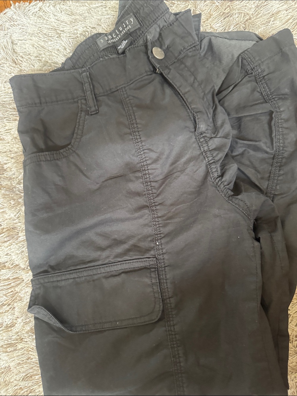 Sanctuary Black Straight-Leg Cargo Pants